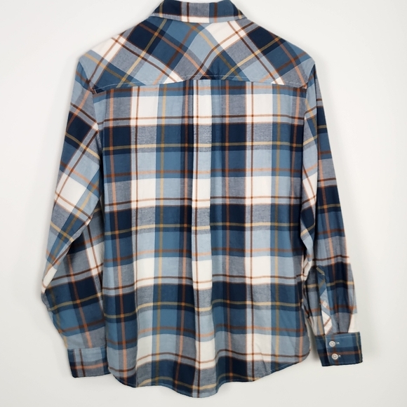 J. Crew Women's Opal-Blue Multi Plaid Lightweight Button-Up Flannel Shirt XS - Picture 9 of 9